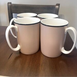 Luca Andrisani by Lenox Pink Mugs with Black Trim | Porcelain | Set of 4